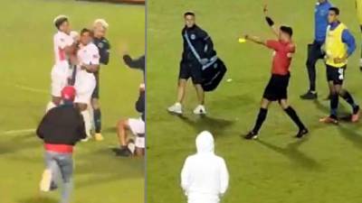 Auzmendi corrió para encarar a Edwin y se vio como lo sujetó del cuello, instantes después los futbolistas de Olimpia reaccionaron para separarlos