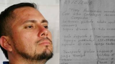 Una de las páginas de la libreta incautada a Nery López Sanabria, conocido como Magdaleno Meza.