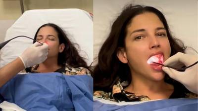 La cantante Natalia Jiménez en el hospital.