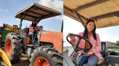 Tania Yoselin Bonilla Castro es joven originaria de Yorito, Yoro que no oculta su pasión por el manejo de la maquinaria agrícola.