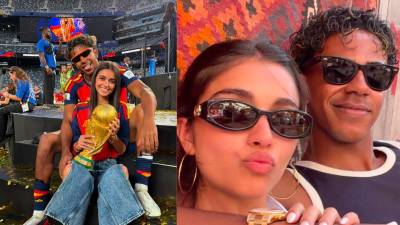 El nombre de Lamine Yamal se ha visto envuelto en una polémica más y esta vez por una advertencia que recibió sobre su novia Inés García. Fotos redes sociales de Yamal e Inés.