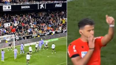 Así fue la polémica decisión del árbitro Gil Manzano, pitó el final del partido al momento que Bellingham marcaba el gol, pero no valió.