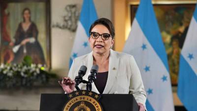 Presidenta de Honduras, Xiomara Castro durante una conferencia de Prensa.