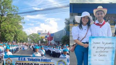 Miles de estudiantes sampedranos rindieron honor con coloridos trajes en festejo del 202 aniversario de Independencia de Honduras. Algunos lo hicieron con efusivos mensajes.