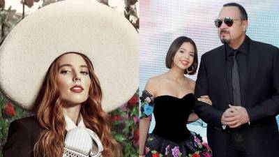 La cantante Majo Aguilar y sus familiares Ángela Aguilar y Pepe Aguilar.