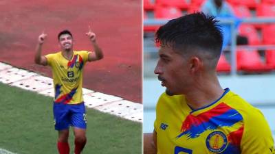 Jonathan Rubio celebrando su gol en el triunfo del Petro Atlético contra el Interclube.