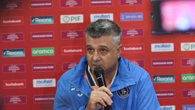 Diego Vázquez, durante la conferencia de prensa este lunes previo al partido Motagua-CD Águila.