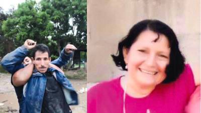 Captura de pantalla del video de la detención del sospechoso junto a una fotografía en vida de la víctima.