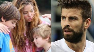 Shakira junto a sus hijos y Gerard Piqué.