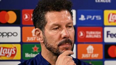 Diego Simeone durante la conferencia de prensa de este lunes en la previa del Atlético de Madrid vs Celtic por la Liga de Campeons.