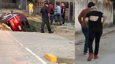 VIDEO: Joven evidente ebrio deja carro tirado en Choloma