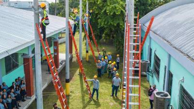 Los jóvenes de los institutos técnicos durante su práctica en campo, supervisados por los maestros y profesionales.