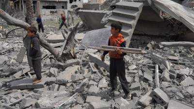 Vista de la destrucción en Gaza luego de los bombardeos israelíes.