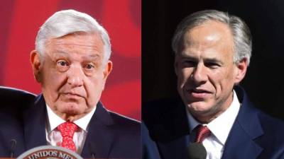 Fotografía del presidente de México, Andrés Manuel López Obrador, y el gobernador de Texas, Greg Abbott.