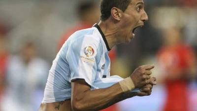 Di María festejando su gol. Foto EFE/ David Fernandez.