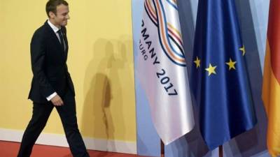 El presidente galo, Emmanuel Macron, a su llegada a la cumbre de líderes de estado y gobierno del G20, en Hamburgo (Alemania) hoy, 7 de julio. EFE