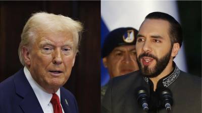 El presidente de los Estados Unidos, Donald Trump (i), y su homólogo de El Salvador, Nayib Bukele.