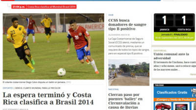 Portada del diario costarricense La Nación en su portal de Internet.