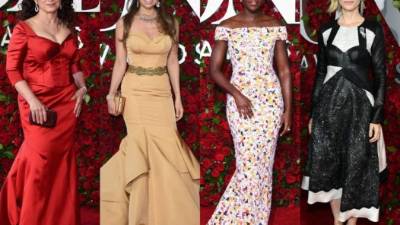 Thaliía, Gloria Estefan, Lupita Lupita Nyong'o y Cate Blanchett en la alfombra roja de los premios Tony 2016.
