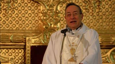 El cardenal de Honduras, Óscar Andrés Rodríguez. Foto de la misa del primero de enero 2014.