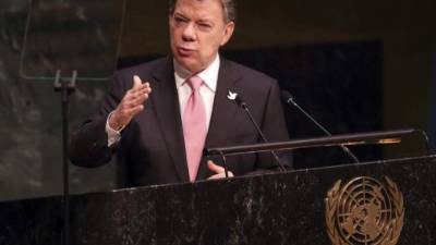 El presidente de Colombia, Juan Manuel Santos, durante su intervención ante la ONU.