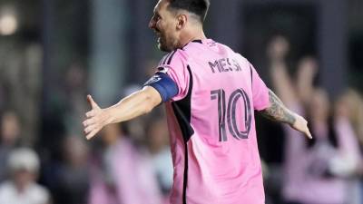Messi celebrando su gol en el Inter Miami vs Nashville.