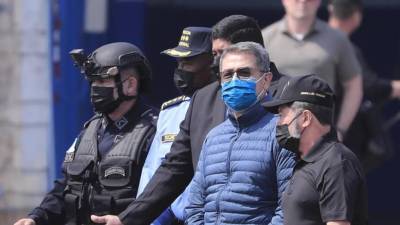 Juan Orlando Hernández el día que fue extraditado a Estados Unidos.