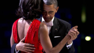 President Barack Obama and first lady Michelle Obama dance together at an Inaugural Ball, Monday, Jan. 21, 2013, at the Washington Convention Center in Washington, during the 57th Presidential Inauguration. (AP Photo/Carolyn Kaster)