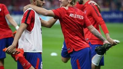 Antoine Griezmann la gran figura del Atlético de Madrid durante el entrenamiento de los rojiblancos.