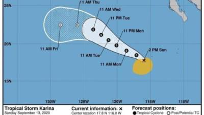 Karina es el undécimo ciclón con nombre de esta temporada en el Pacífico.