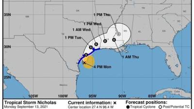 Hay diversos avisos en efecto para la costa de Texas y parte de la de Luisiana por el paso de Nicholas.