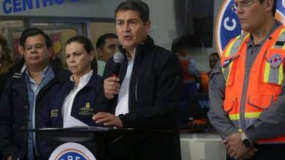 El presidente Juan Orlando Hernández en la comparecencia de prensa tras concluir la reunión del Consejo de Ministros.