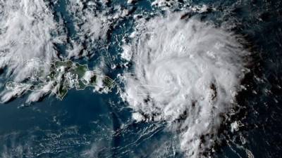 This satellite image obtained from NOAA/RAMMB, shows Hurricane Dorian as it approaches Puerto Rico in the Caribbean at 21:30UTC on August 28, 2019. - Florida Governor Ron DeSantis declared a state of emergency Wednesday for counties in the path of destruction as Hurricane Dorian swept across the Caribbean towards the US east coast. 'Today, I am declaring a state of emergency to ensure Florida is fully prepared for Hurricane Dorian,' DeSantis said in a statement. (Photo by Jose ROMERO / NOAA/RAMMB / AFP) / RESTRICTED TO EDITORIAL USE - MANDATORY CREDIT 'AFP PHOTO / NOAA/RAMMB/HANDOUT' - NO MARKETING - NO ADVERTISING CAMPAIGNS - DISTRIBUTED AS A SERVICE TO CLIENTS