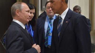 La gélida mirada de los presidentes Vladimir Putin y Barack Obama fue lo más destacado en la cumbre. Foto: AFP/Alexei Druzhinin
