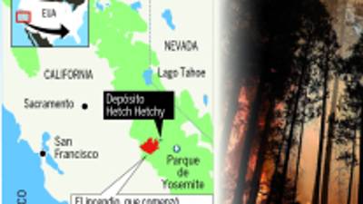 Ubicación de la zona afectada por el incendio en California.