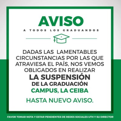 Suspendidas graduaciones y actividades en universidades