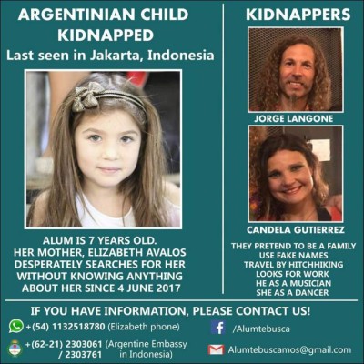 Madre argentina busca en Indonesia a su hija secuestrada
