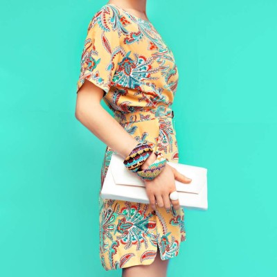 Fashion lady. Beach style. Clothing for vacations. Dress with stylish design