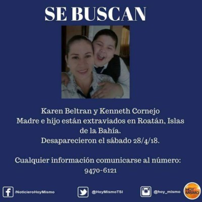 Madre y su hijo desaparecen en San Pedro Sula