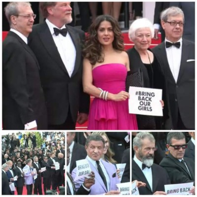 Celebridades del festival de Cannes con las niñas nigerianas