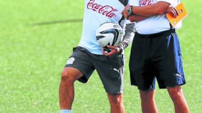 Marcelo Emmanueles y Cocli Salgado durante el ensayo.