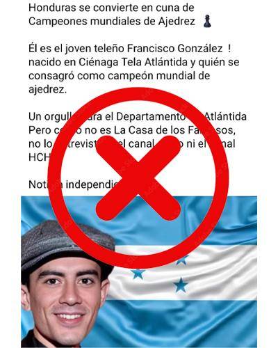 Es falsa: publicación y foto de hondureño campeón mundial de ajedrez