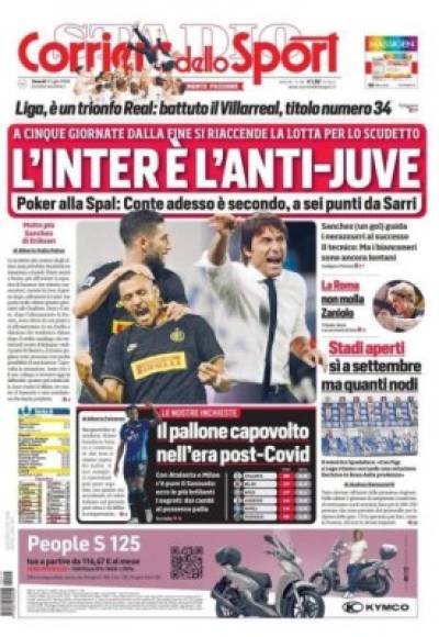 Corriere dello Sport - 'La Liga, es un triunfo Real: Villarreal derrotado, título número 34'.