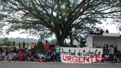 Los migrantes hondureños y del resto de Centroamérica exigen al gobierno de México apoyarlos para transitar líbremente hacia Estados Unidos. Foto: Movimiento Migrante Mesoamericano.