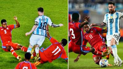 Lionel Messi recibió una dura patada de dos panameños en el amistoso Argentina-Panamá.