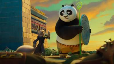 El panda Po y su nueva compañera de aventuras, Zhen.