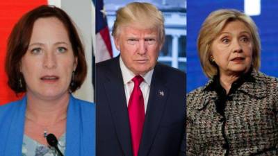 Los estadounidenses Heide Fulton, Donald Trump y Hillary Clinton.