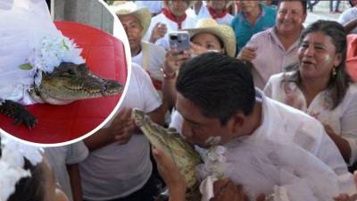 El alcalde de un pequeño pueblo mexicano se casó con su novia caimán el jueves en una colorida ceremonia.