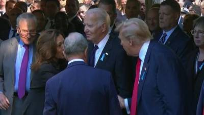 Trump y Kamala se saludaron cordialmente durante un acto en Nueva York.