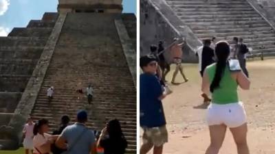 El turista polaco fue agredido con un palo tras escalar el Castillo de Chichén Itza.